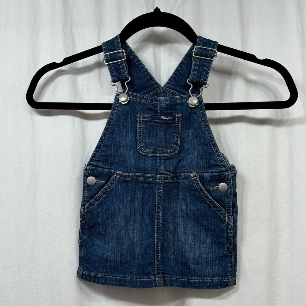 WRANGLER Kids 12 months Overall Dress Casual Denim Blue Vintage 12 MO Baby Girl